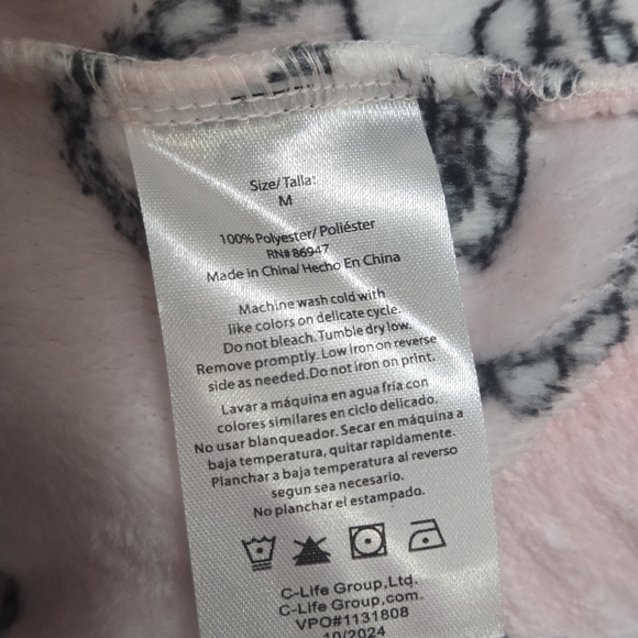 Disney Marie Aristocats Pink Heart Patterned Fleece Hoodie W/ Pockets - Picture 5 of 5